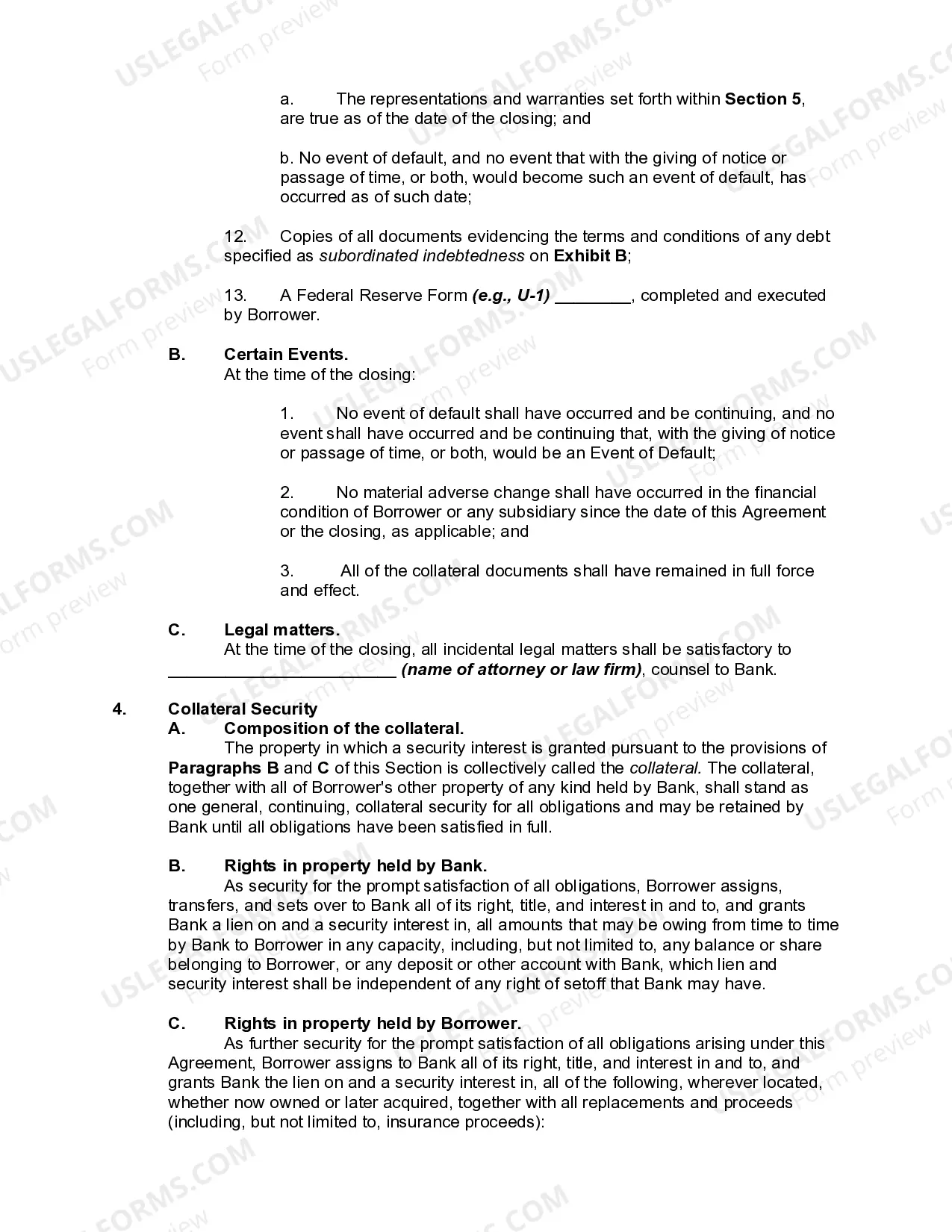 Preview Term Loan Agreement between Business or Corporate Borrower and Bank