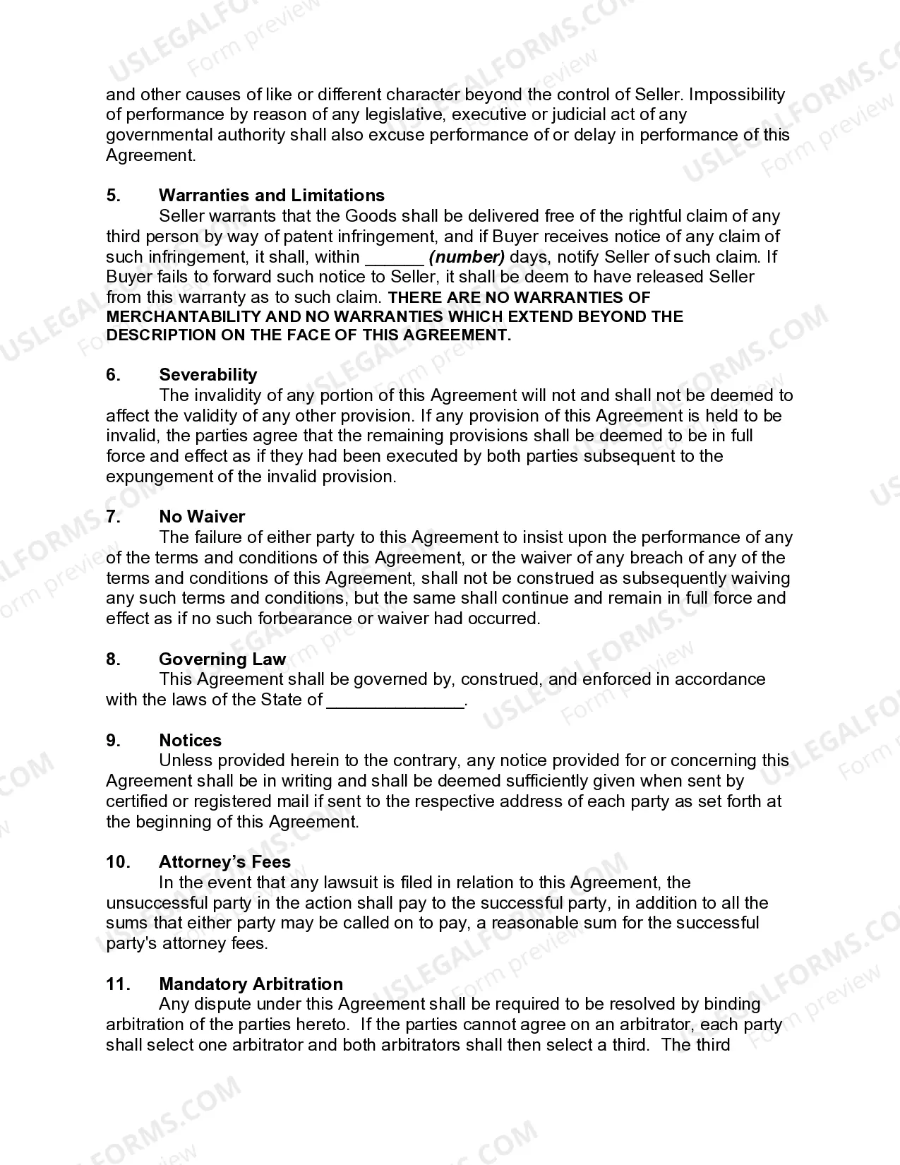 Preview Contract for the Manufacture and Sale of Goods