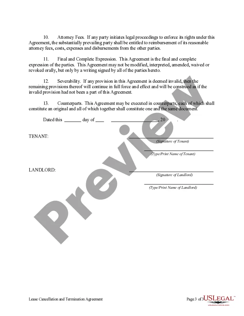 Get Lease Cancellation and Termination Agreement Preview Lease Cancellation and Termination Agreement