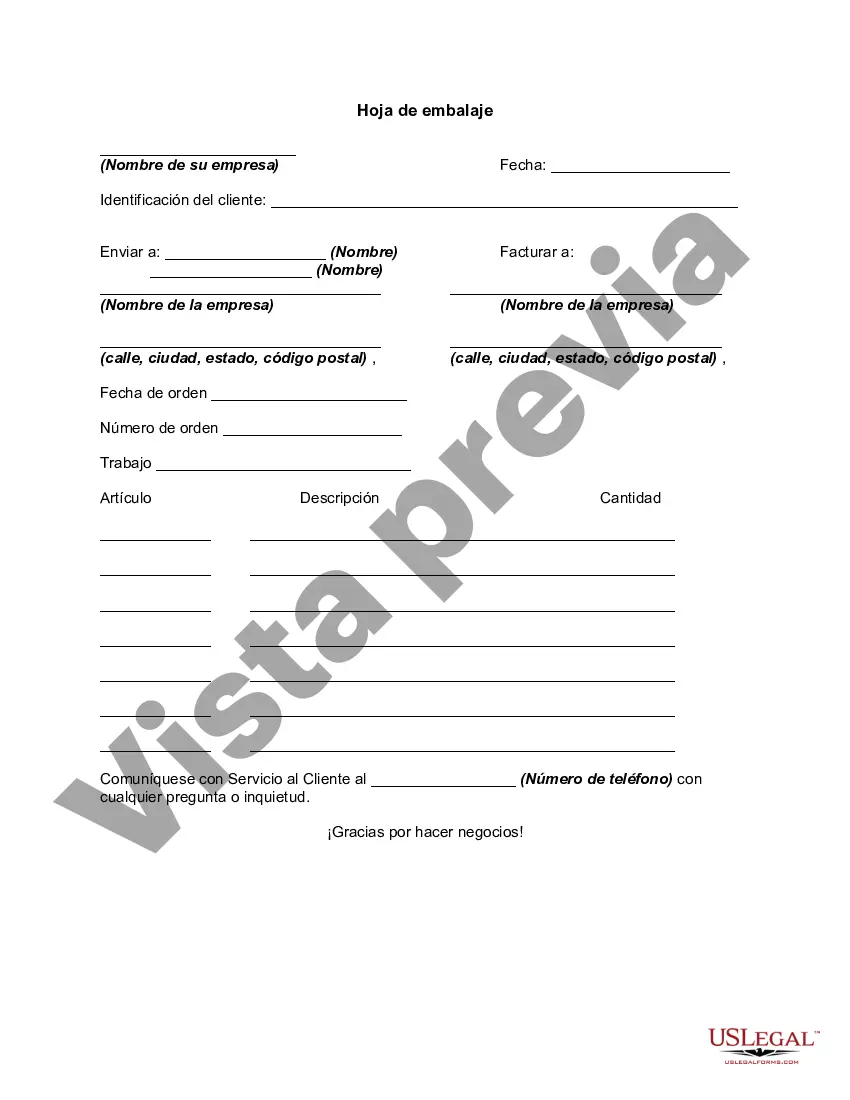 Preview Hoja de embalaje