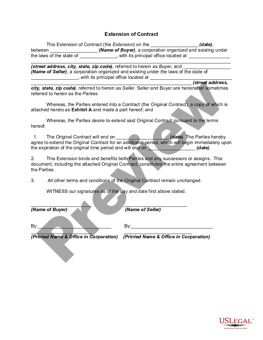 Pennsylvania Extension of Contract - Extension Contract | US Legal Forms