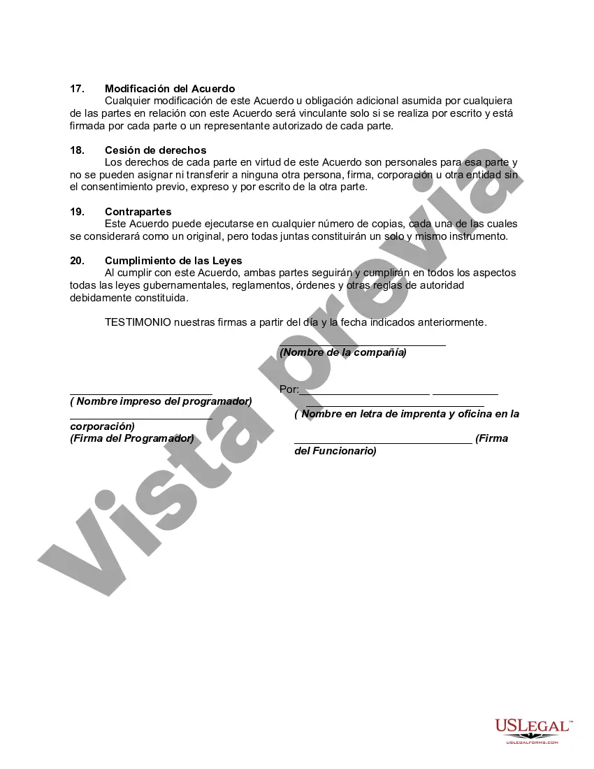 Preview Acuerdo de contratista independiente: para servicios de programación