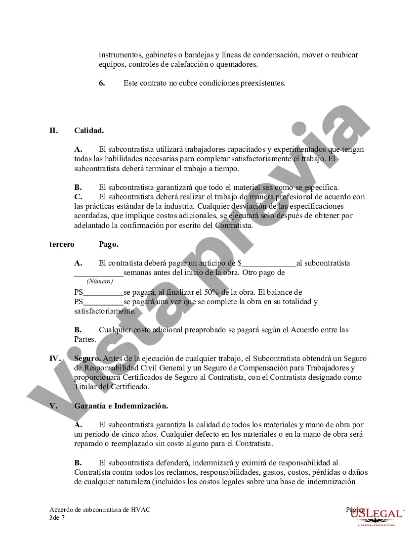 Preview Acuerdo de subcontratista de HVAC