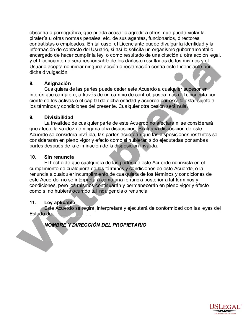 Preview Acuerdo de licencia de software gratuito