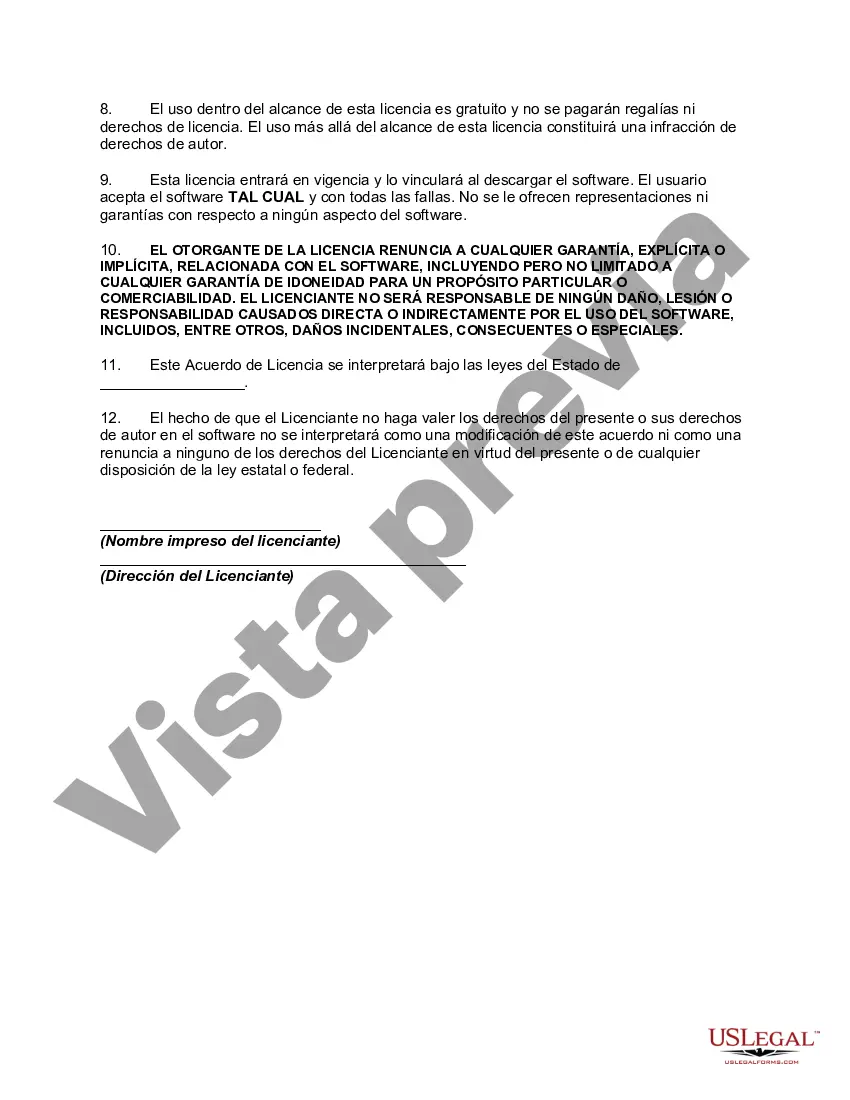 Preview Términos de la licencia de software gratuito