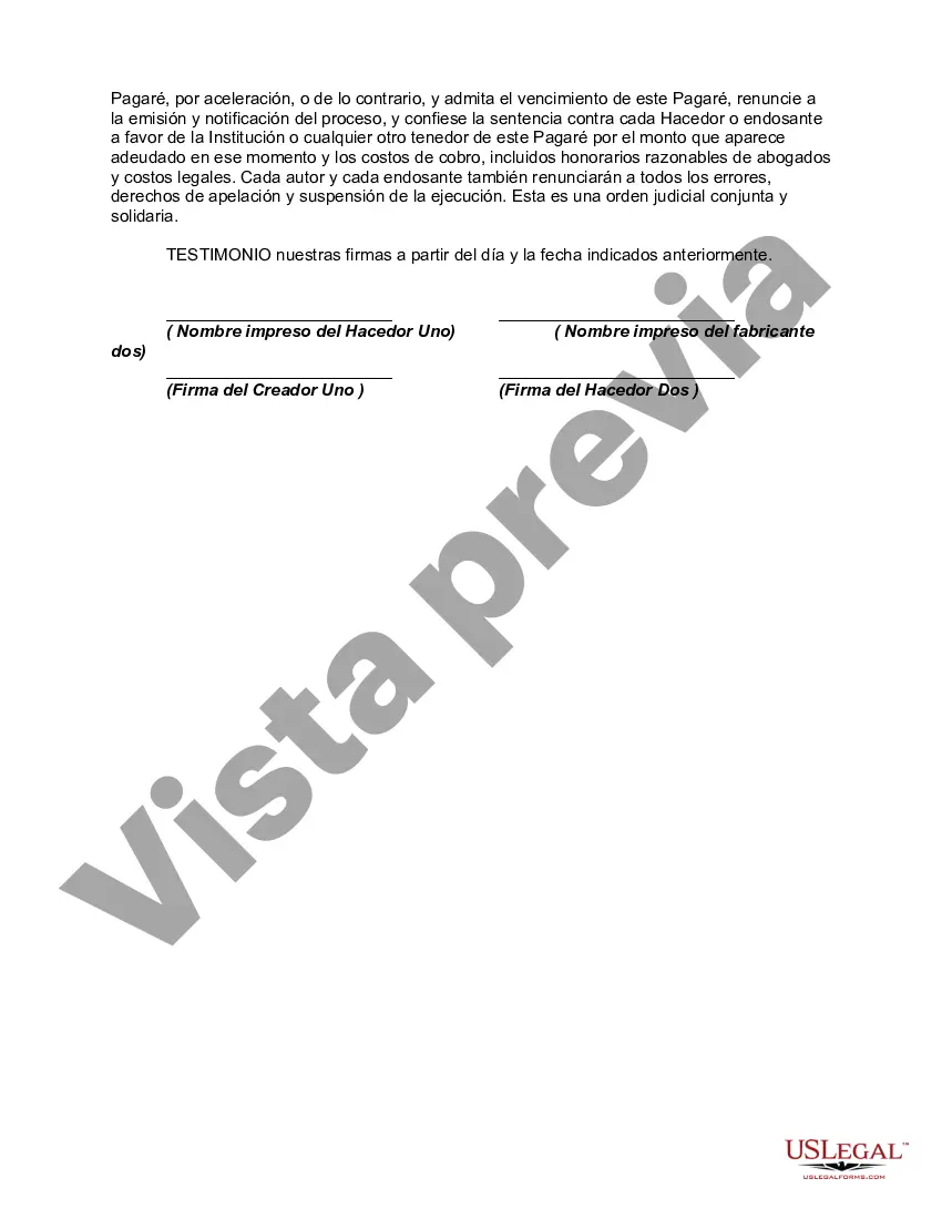 Preview Pagaré a plazos con depósito bancario como garantía