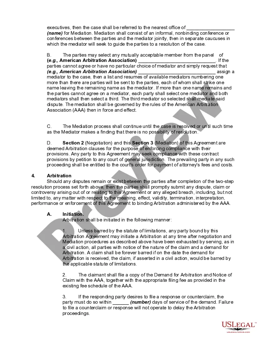 Preview Mediation and Arbitration Agreement