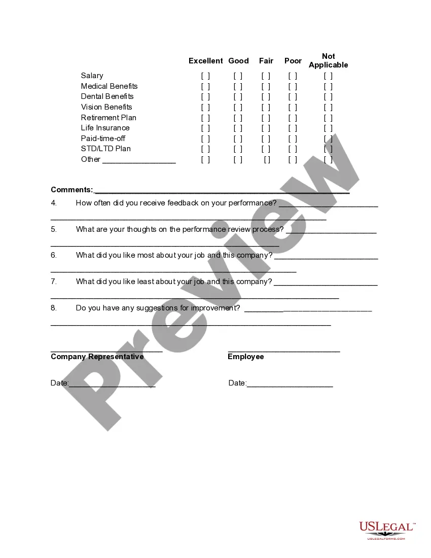 Preview Exit Interview Questionnaire