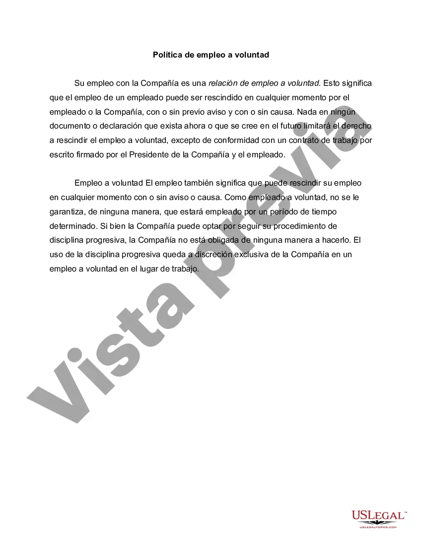 Preview Política de empleo a voluntad