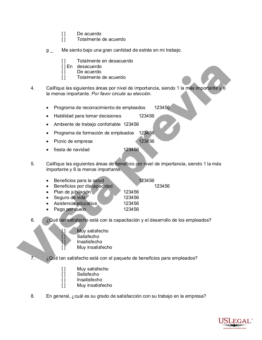 Preview Preguntas sobre la satisfacción de los empleados