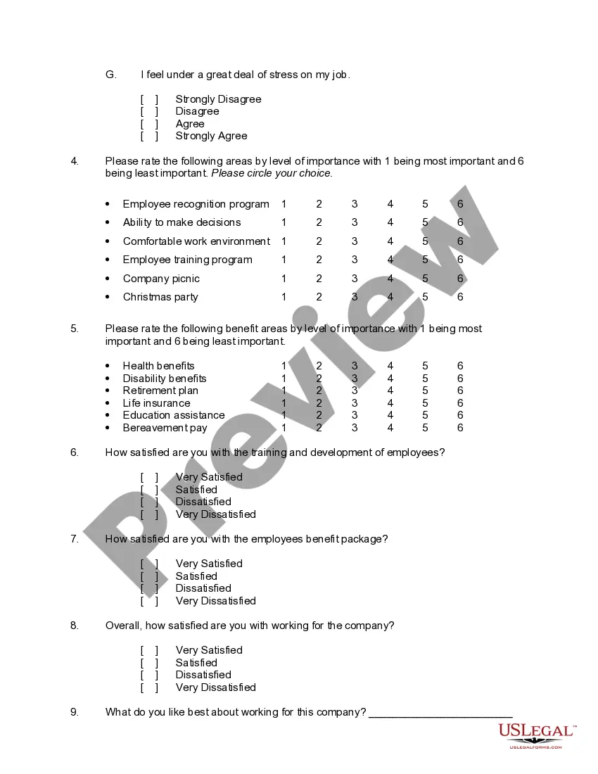Preview Employee Satisfaction Questions