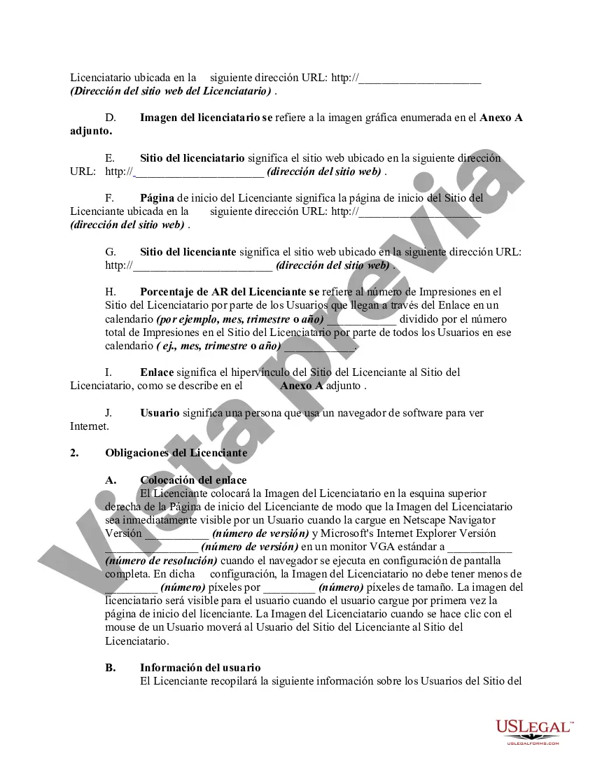 Preview Acuerdo de enlace del sitio web