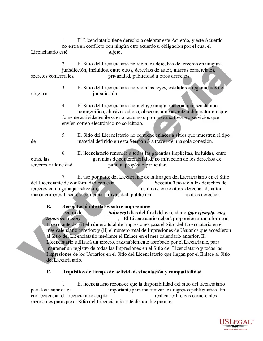 Preview Acuerdo de enlace del sitio web