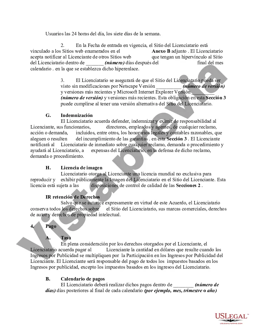 Preview Acuerdo de enlace del sitio web