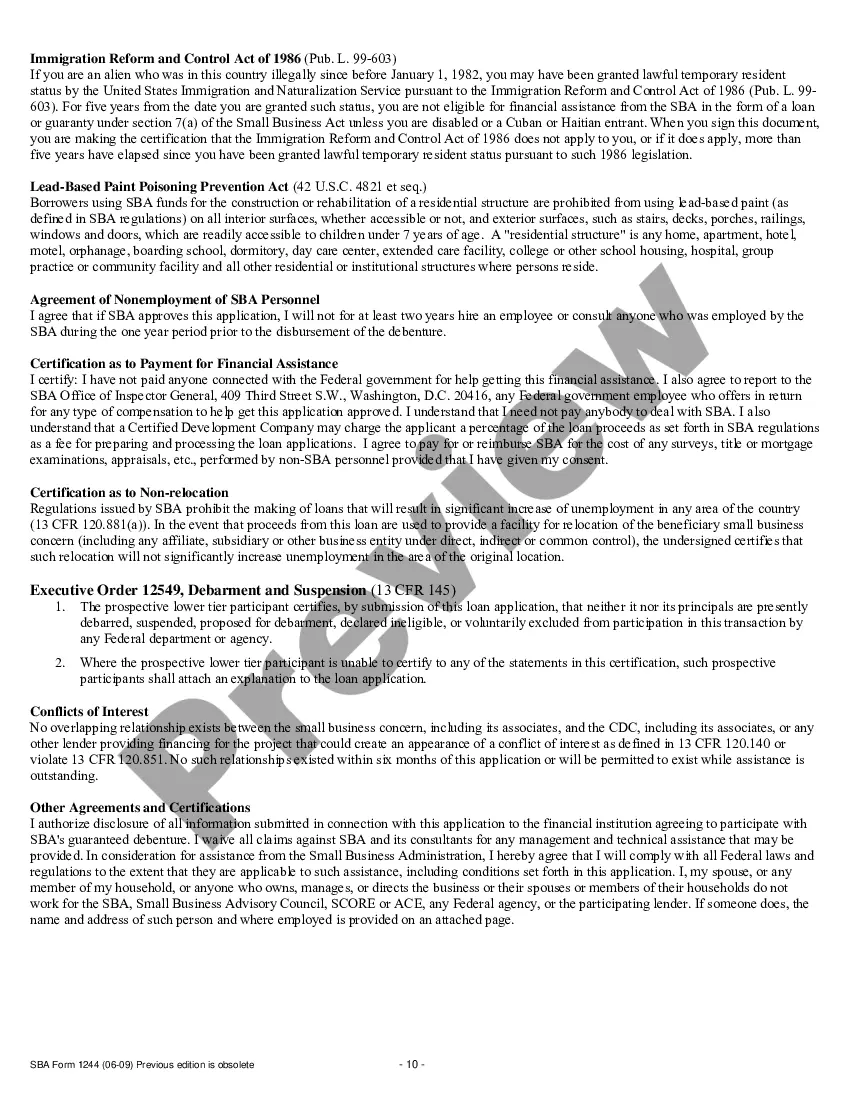 Preview Small Business Administration Loan Application Form and Checklist