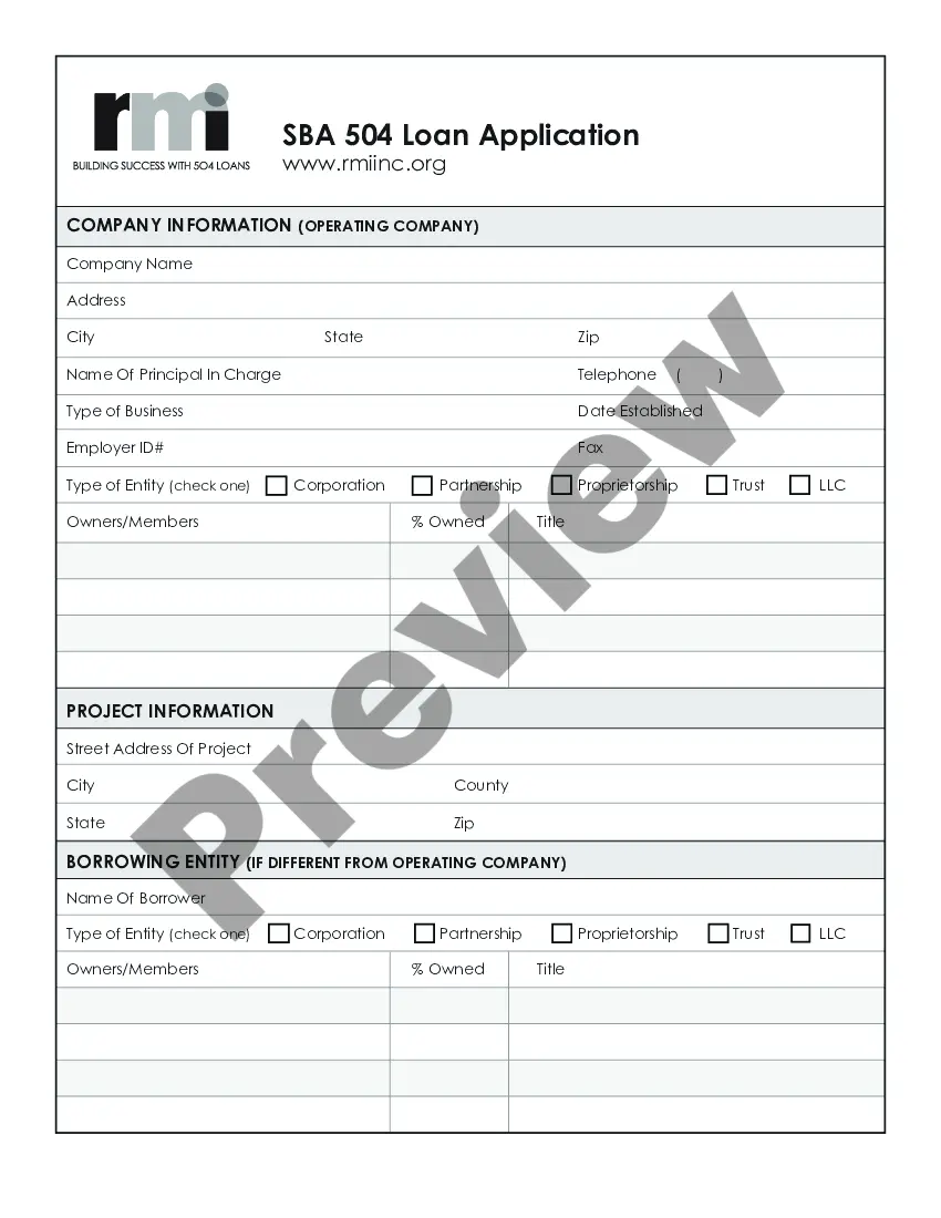 Preview Small Business Administration Loan Application Form and Checklist