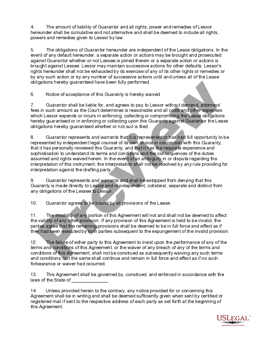 Get Guaranty of a Lease Preview Guaranty of a Lease