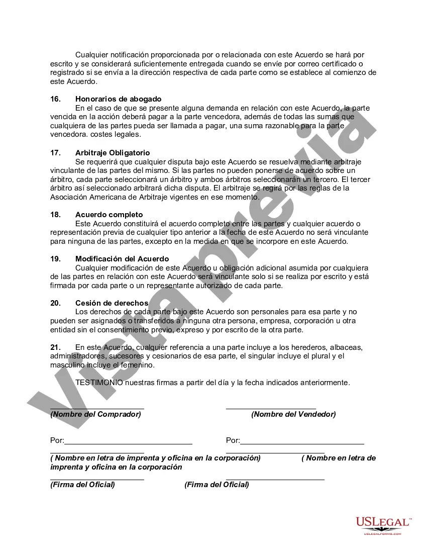 Preview Contrato de Venta de Bienes o Bienes Muebles con Disposición para Ajuste de Precio de Compra