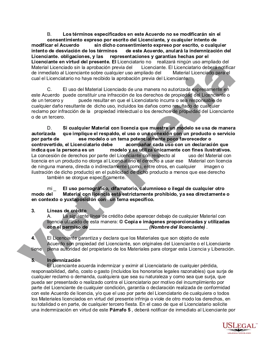 Preview Acuerdo de divulgación de privacidad, licencia y publicidad multimedia