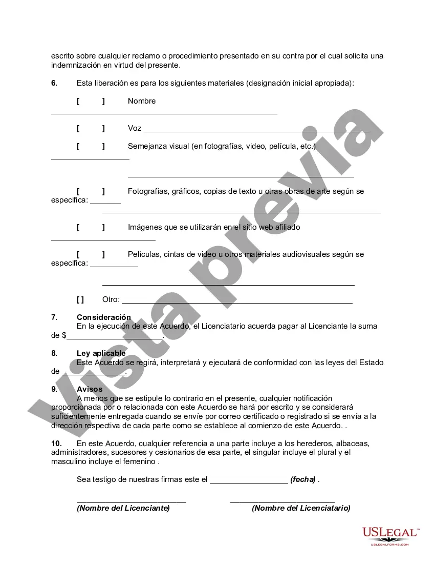 Preview Acuerdo de divulgación de privacidad, licencia y publicidad multimedia