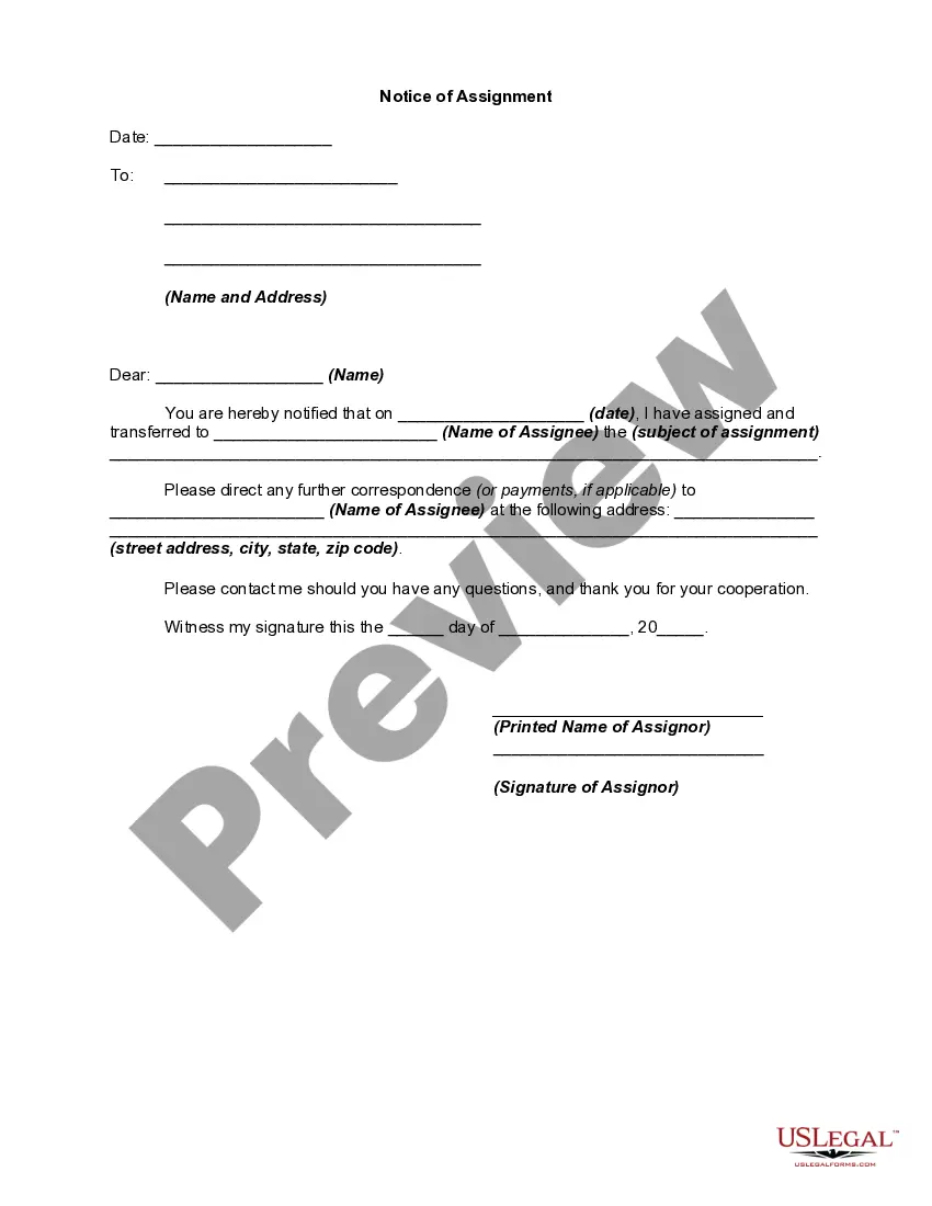 Get Notice of Assignment Preview Notice of Assignment