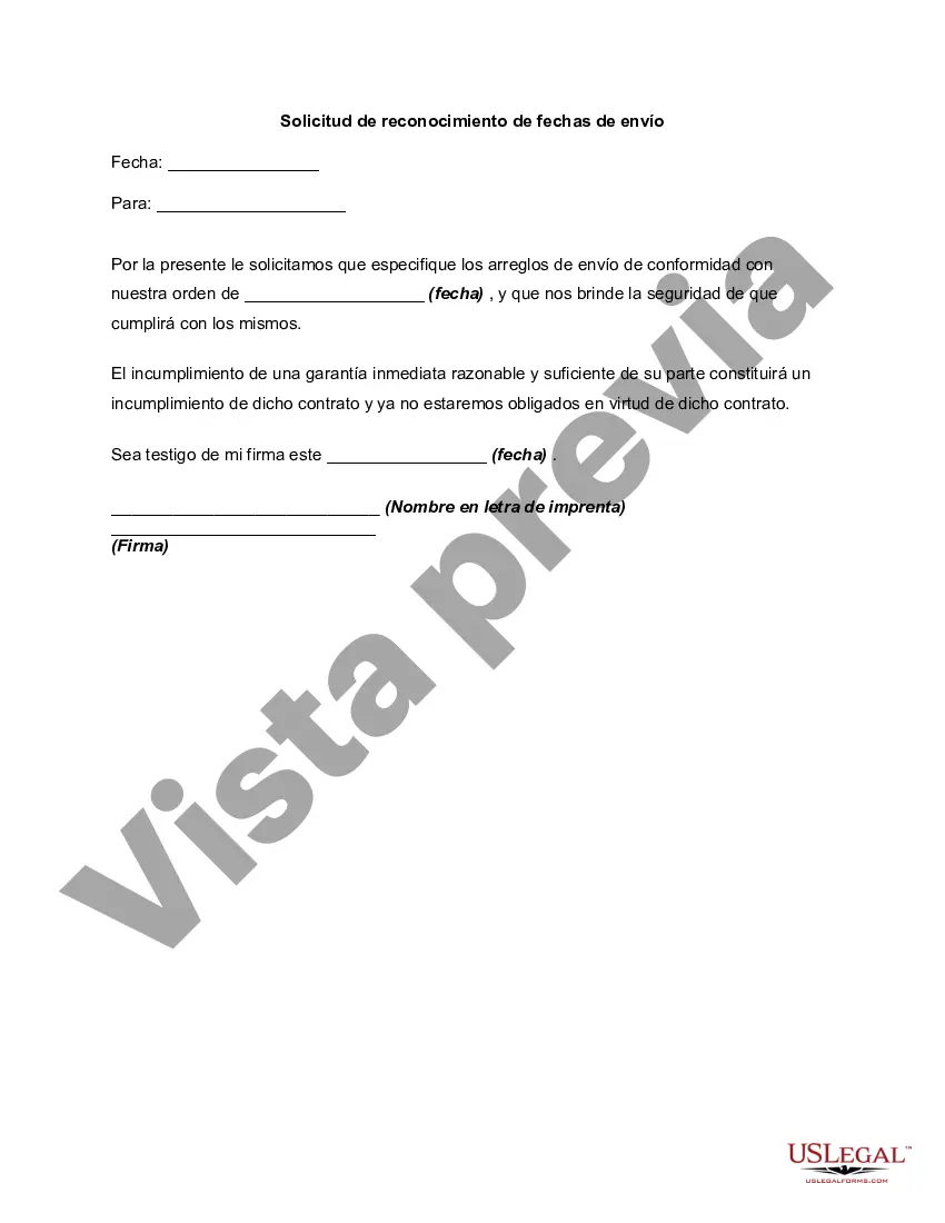 Preview Solicitud de reconocimiento de fechas de envío