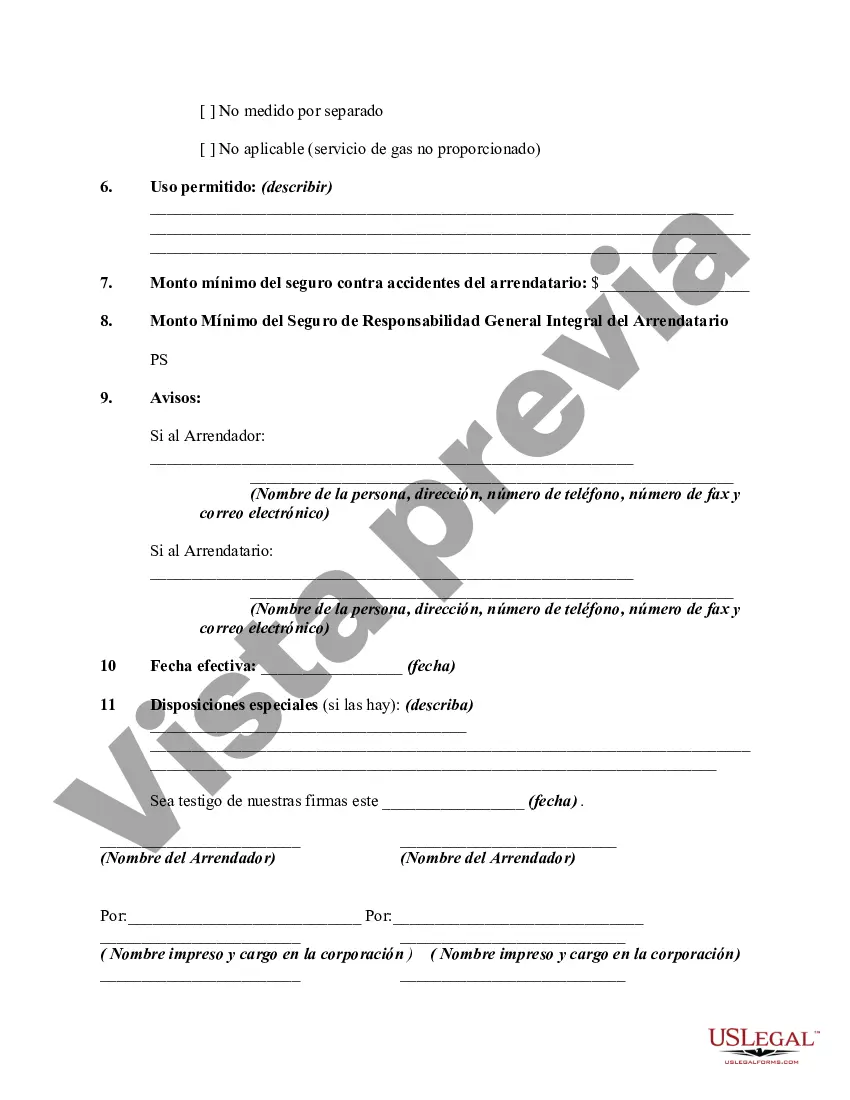 Preview Hoja de Términos para Contrato de Arrendamiento Comercial