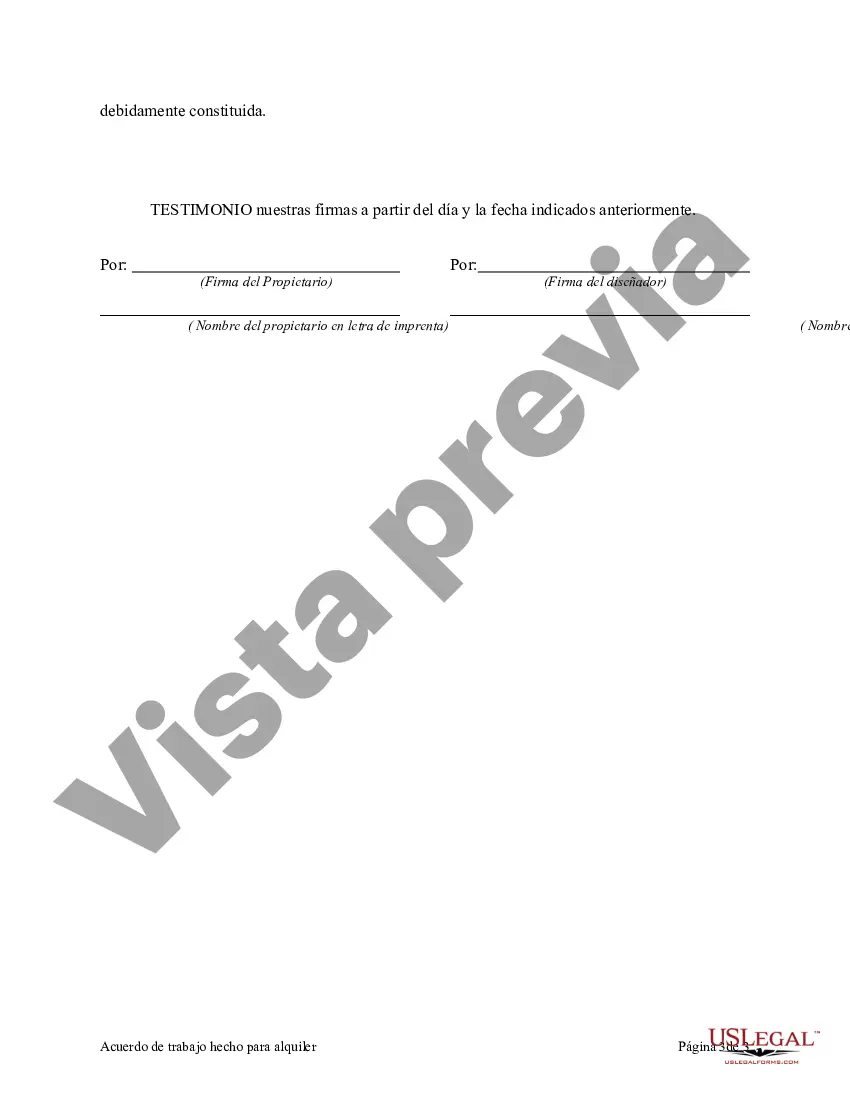 Preview Acuerdo de trabajo hecho para alquiler