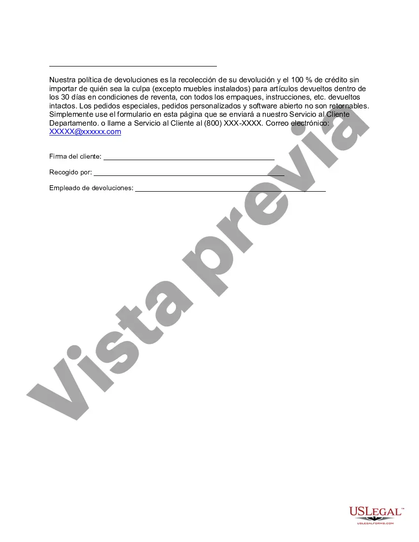 Preview Formulario de autorización de devolución