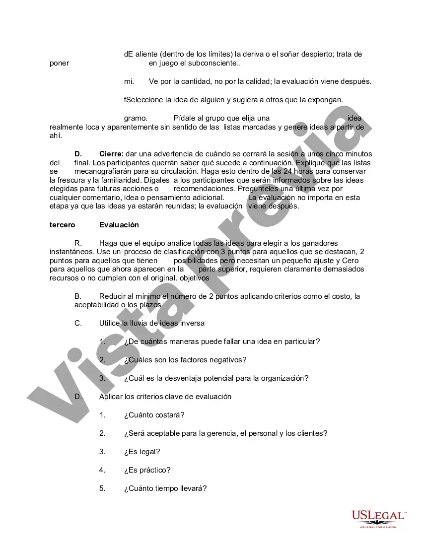 Preview Lista de verificación - Realización de una sesión de lluvia de ideas