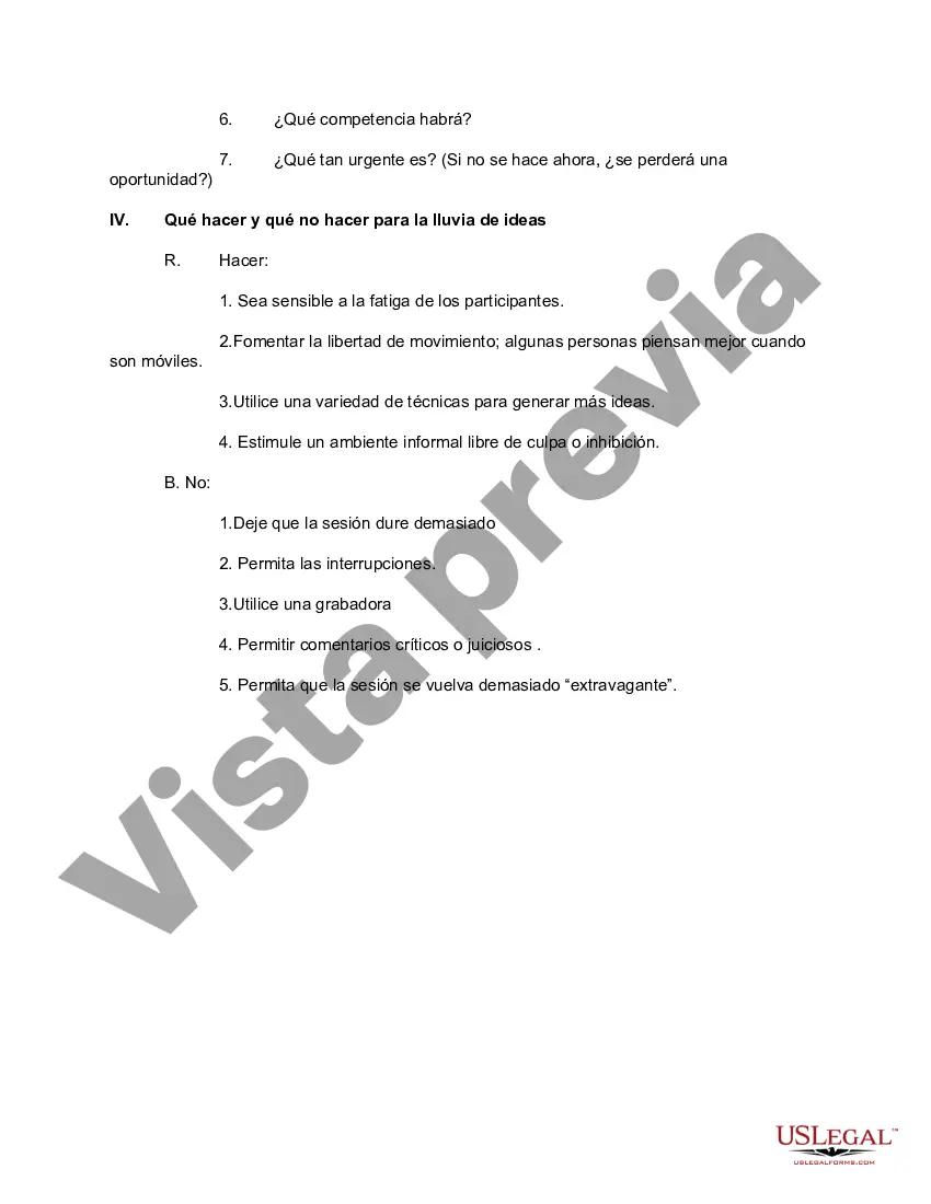 Preview Lista de verificación - Realización de una sesión de lluvia de ideas