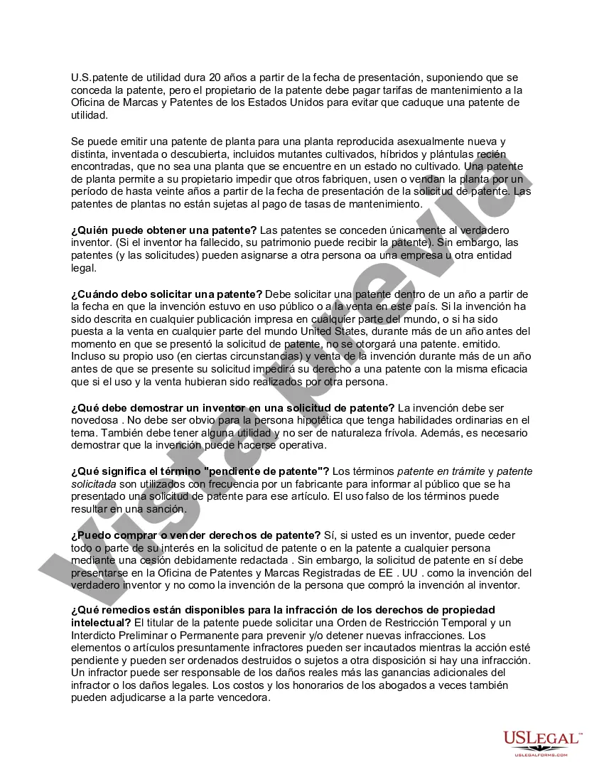 Get Lista de verificación - Preguntas frecuentes sobre patentes Preview Lista de verificación - Preguntas frecuentes sobre patentes