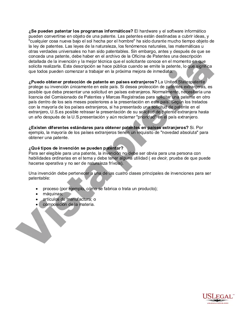 Get Lista de verificación - Preguntas frecuentes sobre patentes Preview Lista de verificación - Preguntas frecuentes sobre patentes