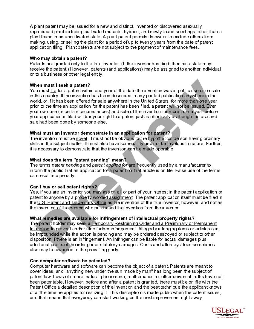 Get Checklist - FAQ About Patents Preview Checklist - FAQ About Patents