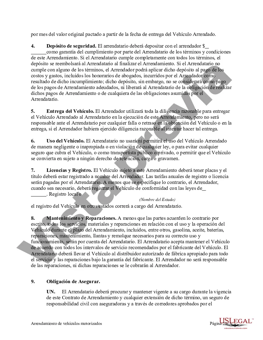 Preview Arrendamiento de vehículos de motor