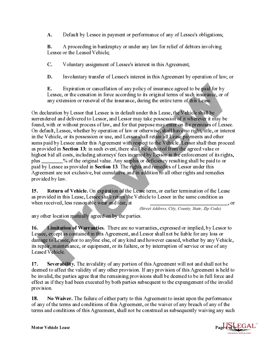 Get Motor Vehicle Lease Preview Motor Vehicle Lease