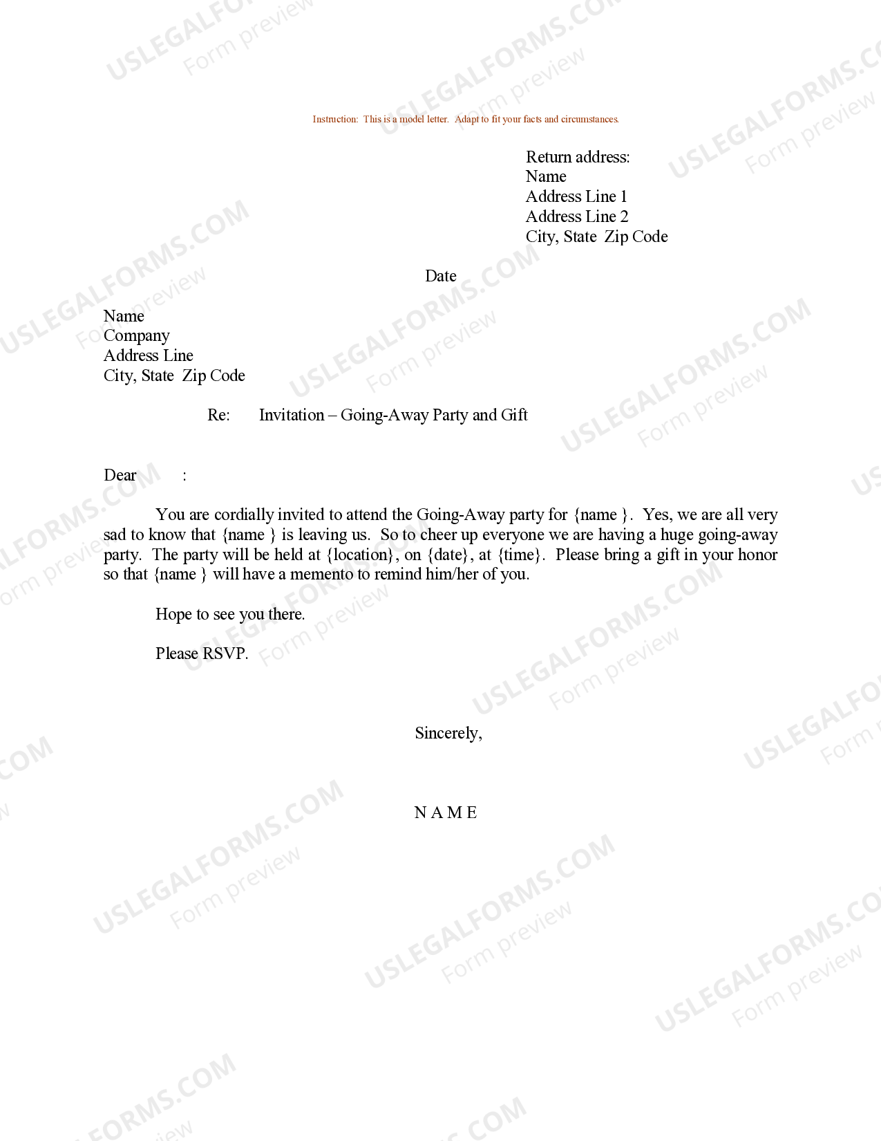 Alaska Sample Letter For Invitation Going Away Party And Gift 