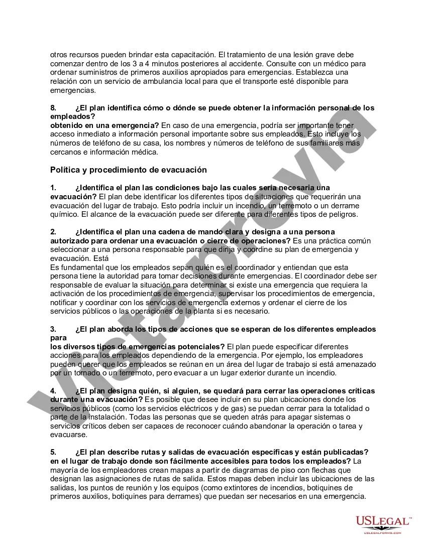 Preview Lista de Verificación del Plan de Acción de Emergencia - EAP