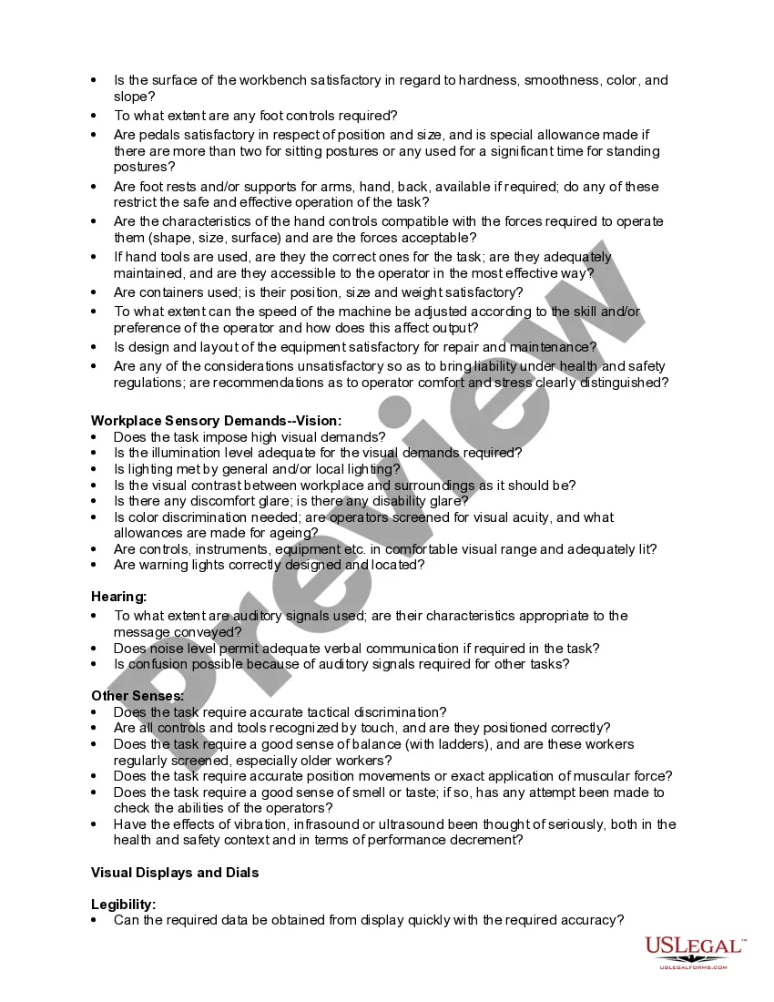 Get Checklist - Ergonomics Preview Checklist - Ergonomics