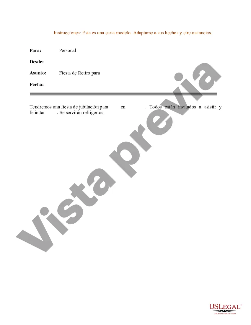 Preview Ejemplo de carta de invitación al personal de la oficina para asistir a la fiesta de jubilación
