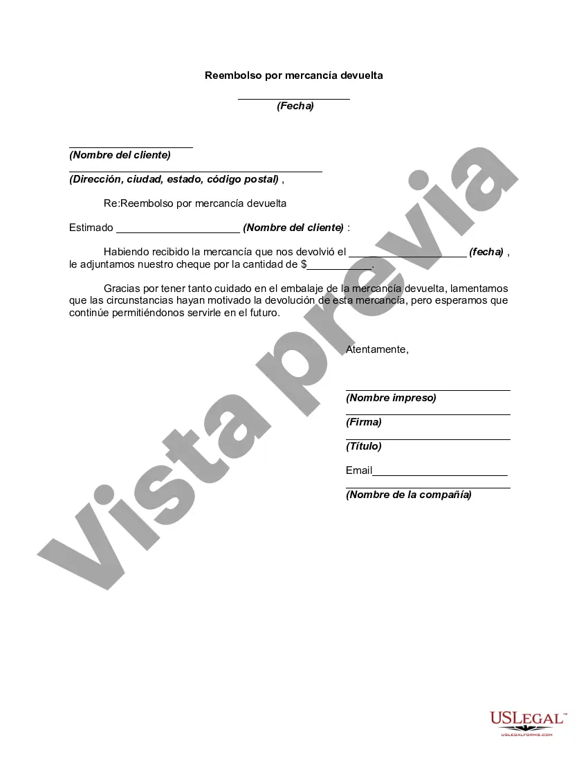 Preview Reembolso por mercancía devuelta