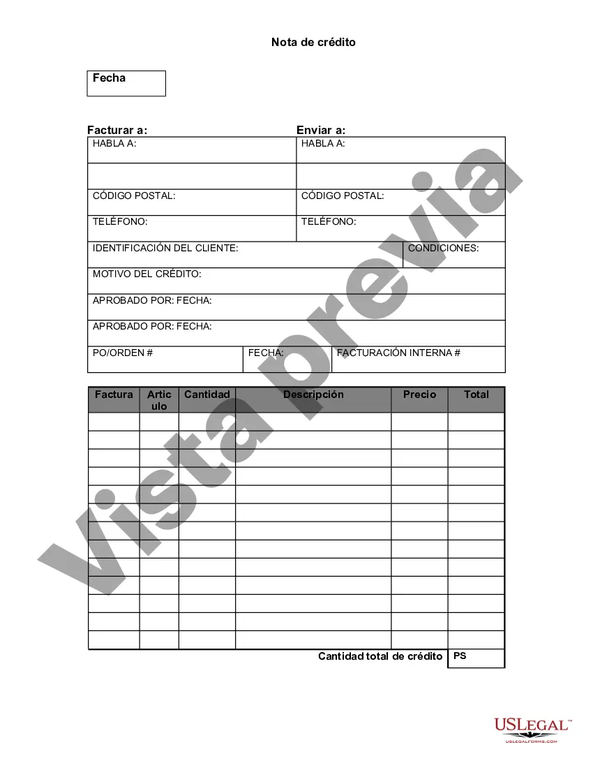 Preview Nota de crédito