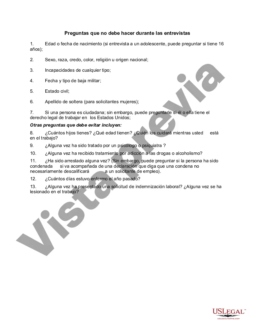 Preview Preguntas que no debe hacer durante las entrevistas