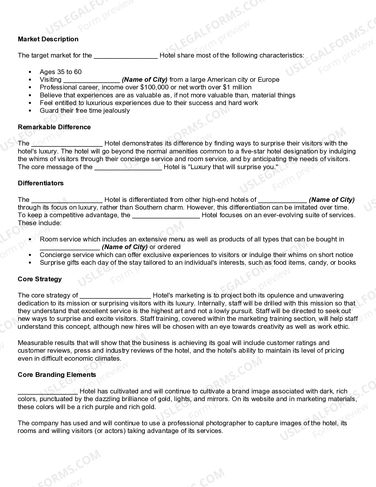 Preview Hotel and Motel Marketing Plan