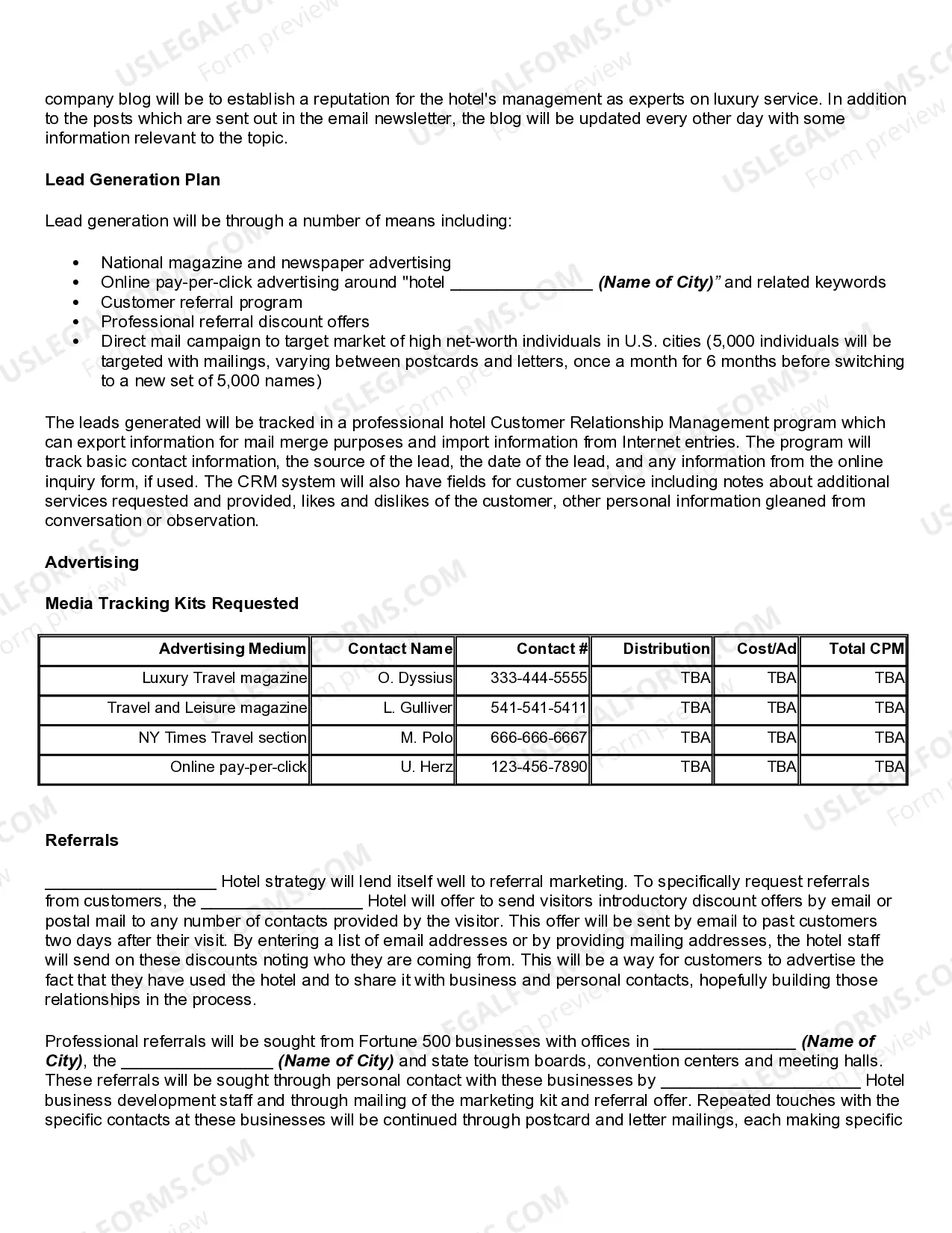 Preview Hotel and Motel Marketing Plan