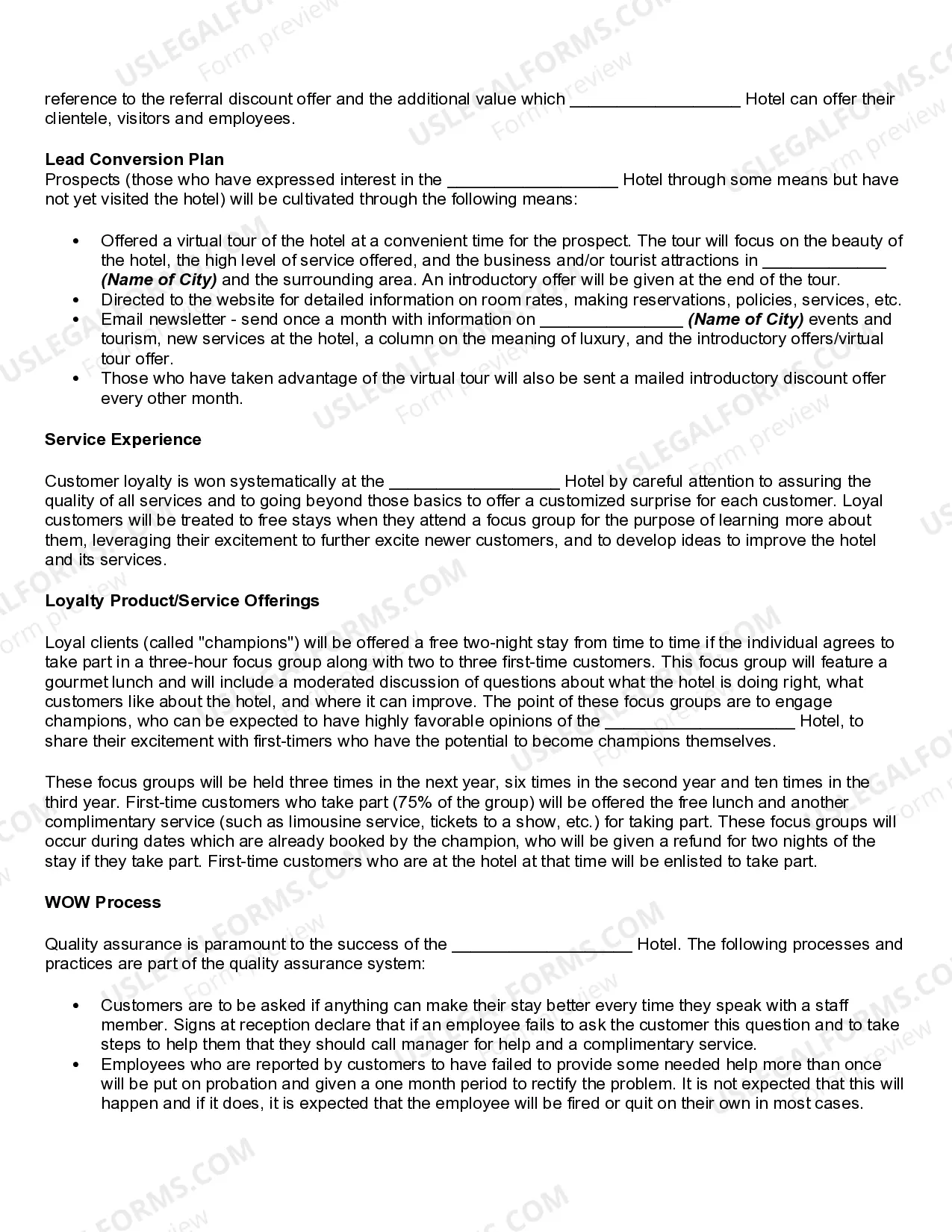Preview Hotel and Motel Marketing Plan