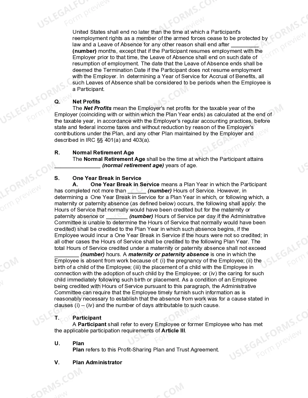 Preview Profit-Sharing Plan and Trust Agreement