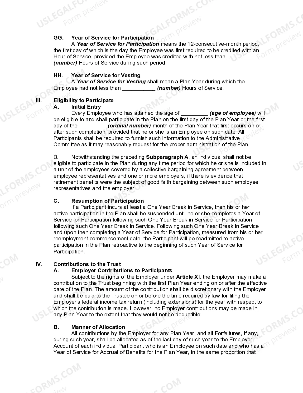 Preview Profit-Sharing Plan and Trust Agreement