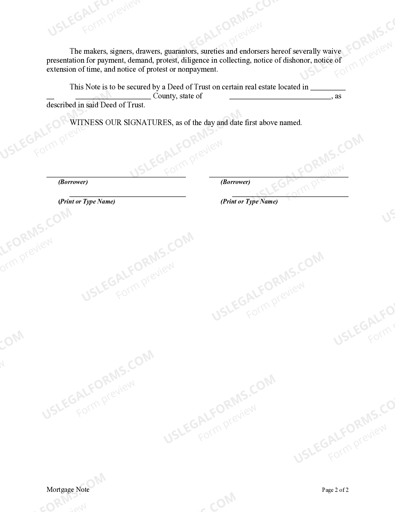 Mortgage Note Mortgage Note US Legal Forms