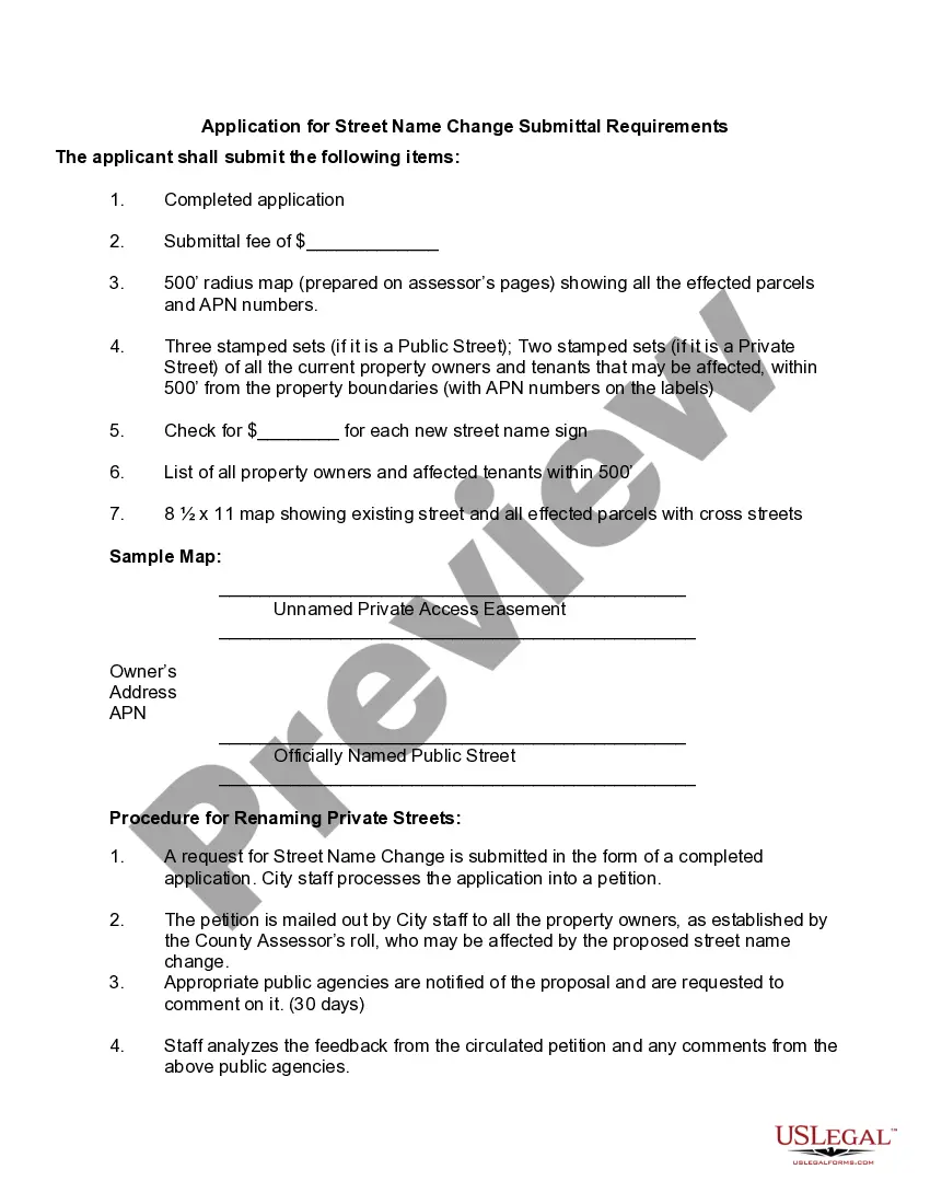 Get Application for Street Name Change Preview Application for Street Name Change